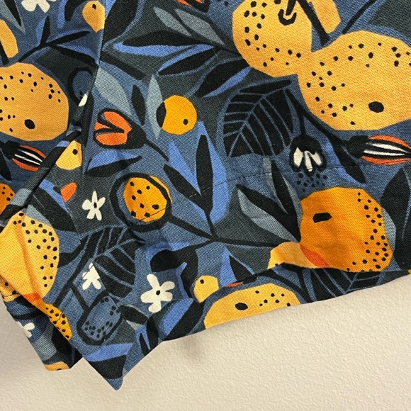 Floral and Clementine Patterned Women's Shorts Navy and Orange - Picture 6 of 9